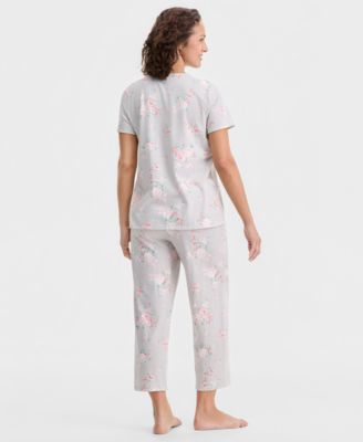 Women's 2-Pc. Cotton Printed Cropped Pajamas Set
