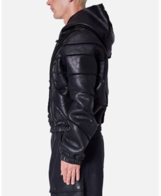 Men's Leather Web Cropped Hoodie