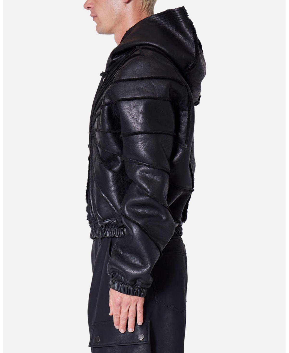mnml Men's Leather Web Cropped Hoodie