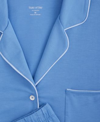 Women's Fluid Knit Notched-Collar Pajama Set  XS-3X