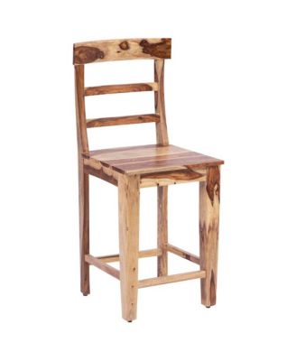 Taos Solid Sheesham Wood Counter Chair, Natural (Set of 2)