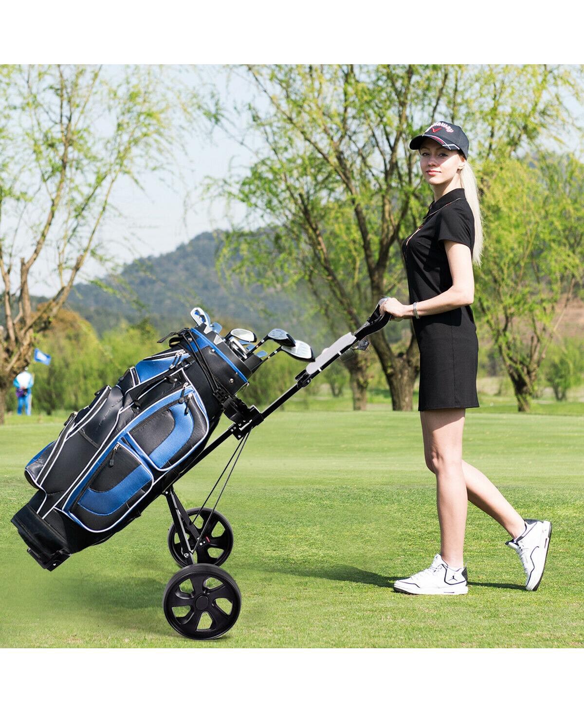 Skonyon Folding 2 Wheels Push Pull Golf Cart Trolley with Scoreboard