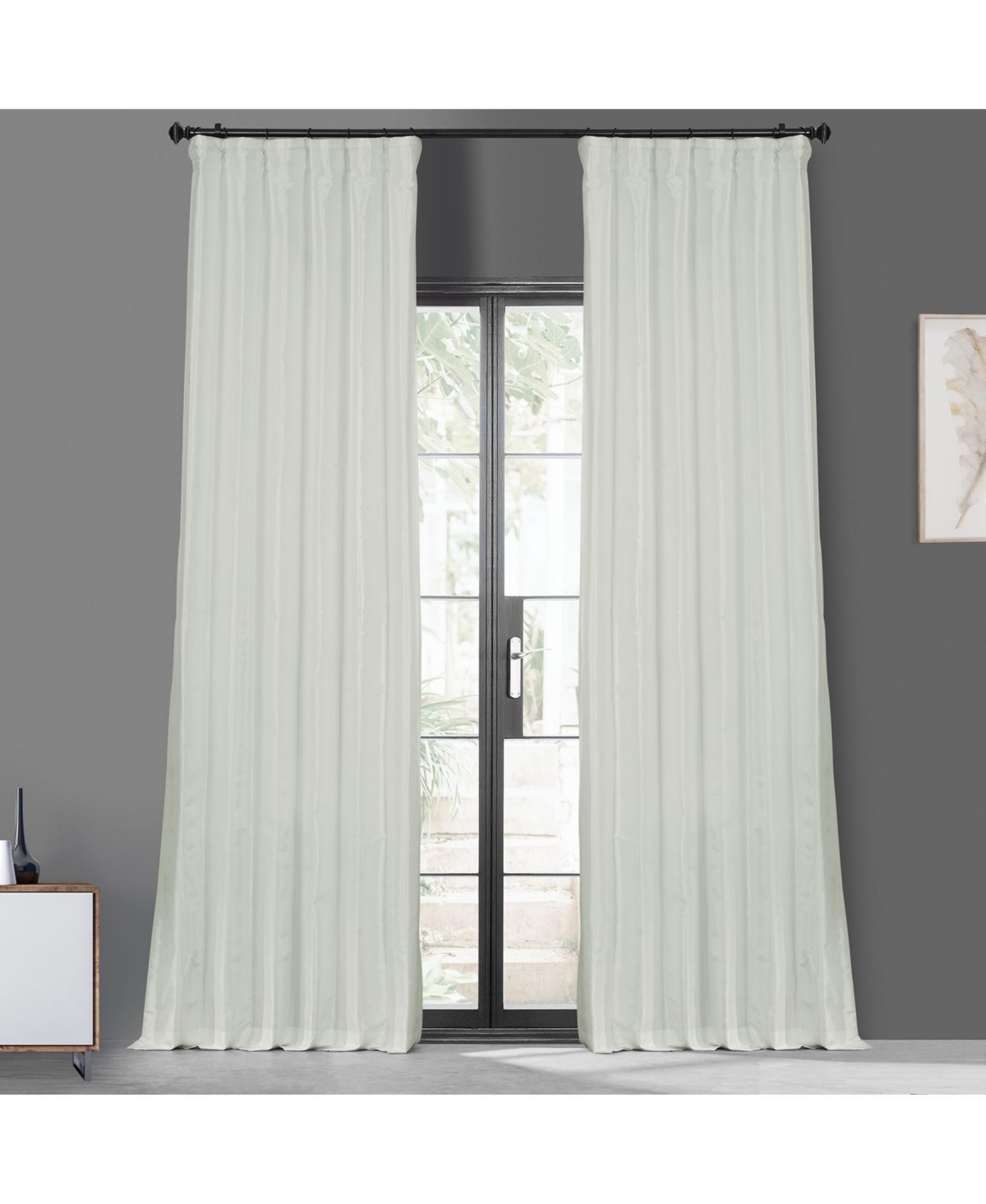 Half Price Drapes Eggshell Faux Silk Taffeta Blackout Curtain