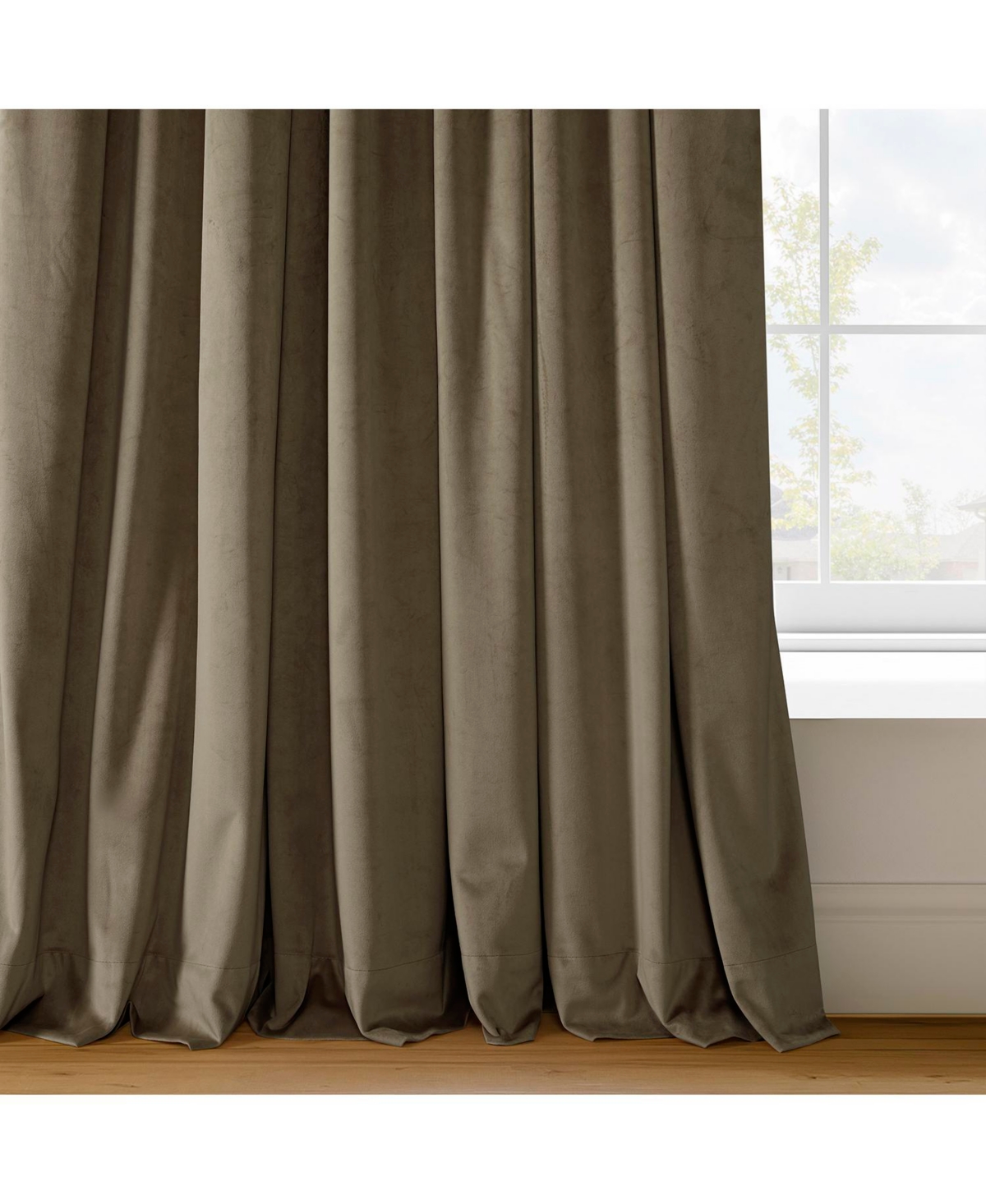 Half Price Drapes Denver Taupe Signature Velvet Blackout Curtain