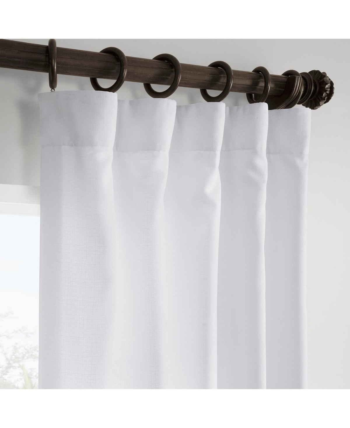 Half Price Drapes Dove White Italian Faux Linen Room Darkening Curtain