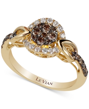 image of Le Vian Chocolatier Framed Clusters Diamond Ring (5/8 ct. t.w.) in 14k Gold