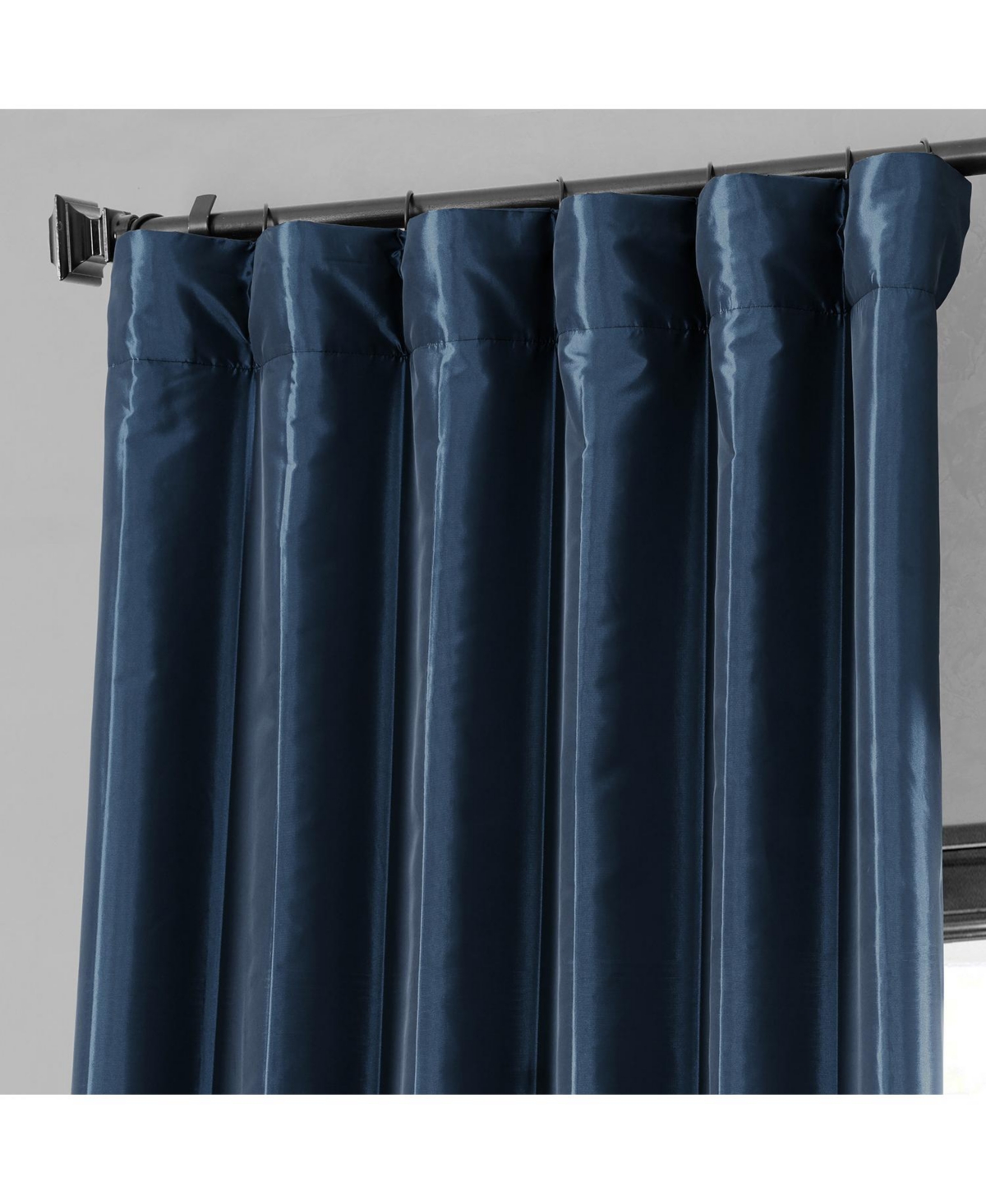 Half Price Drapes Navy Blue Faux Silk Taffeta Blackout Curtain