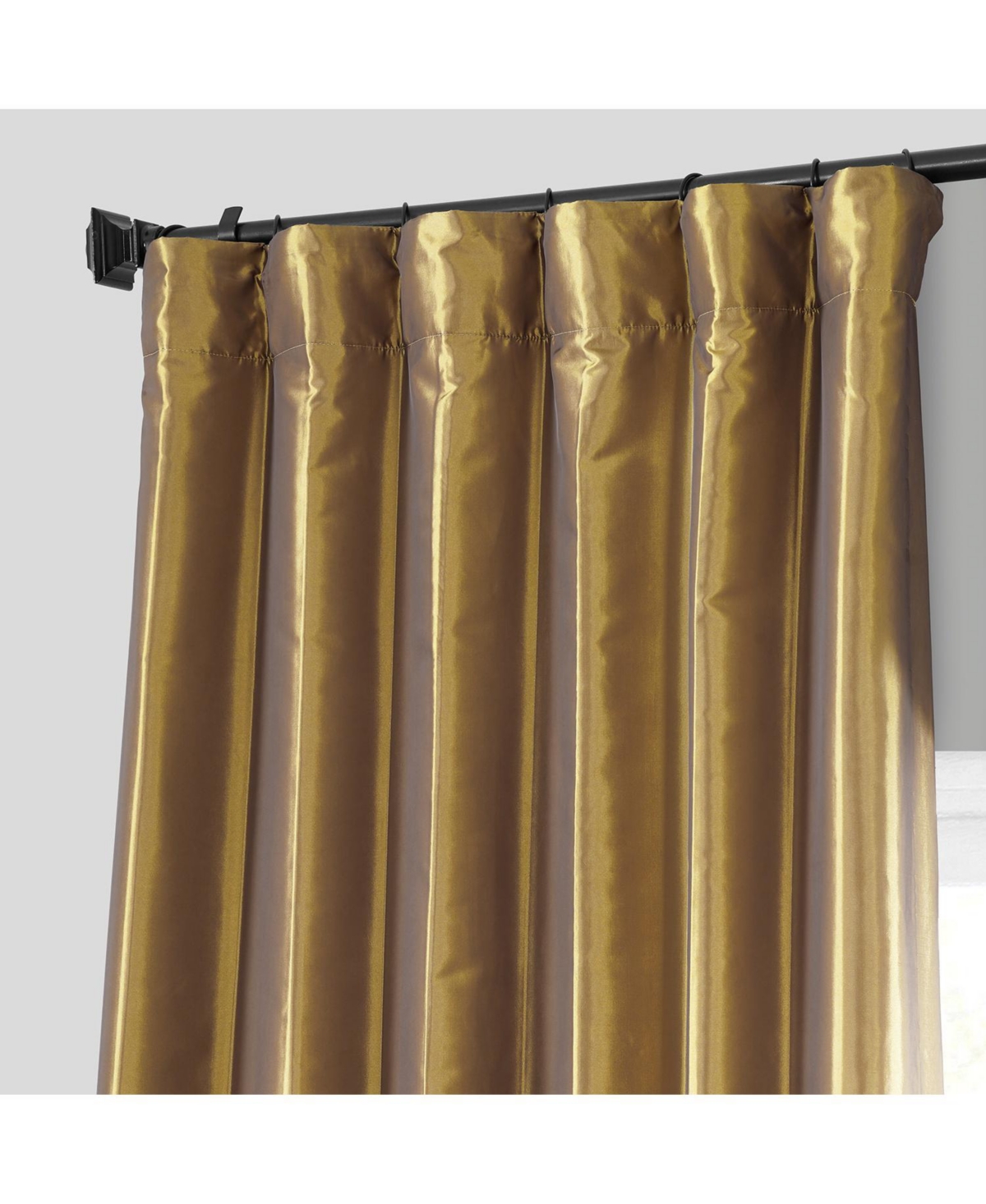 Half Price Drapes Golden Spice Faux Silk Taffeta Blackout Curtain