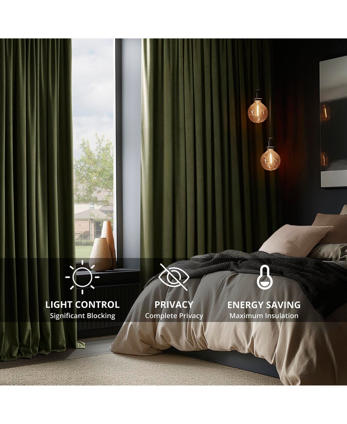 Half Price Drapes Hunter Green Signature Velvet Blackout Curtain