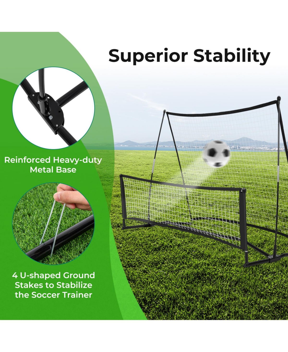 Skonyon 2-in-1 Portable Soccer Rebounder Net with Carrying Bag