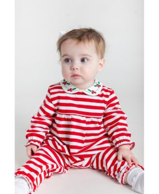 Baby Girls One Piece & Suits & Sets Stripe Knit Longall With Embroidered Holly