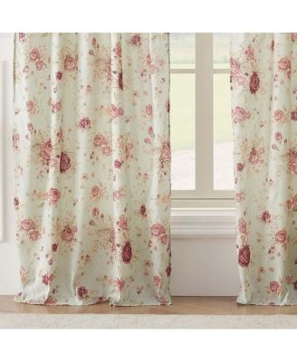 Greenland Home Antique Rose Light Filtering Window Panels with Tie Backs - Each 42"x84" Blue