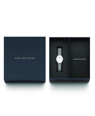 Women's Analog Silver-Tone Stainless Steel Watch Set, 28mm