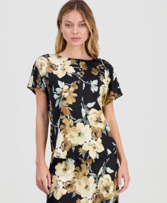 Women's Floral-Print Bateau-Neck Top