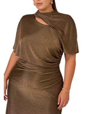 Papell Plus Size Mock Neck Maxi Dress