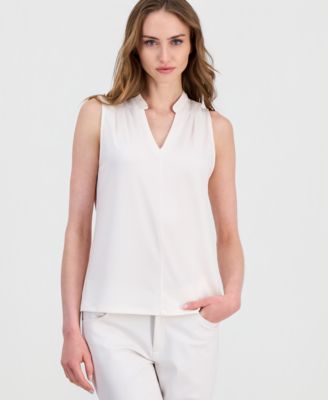 Women's V-Neck Collared Sleeveless Top