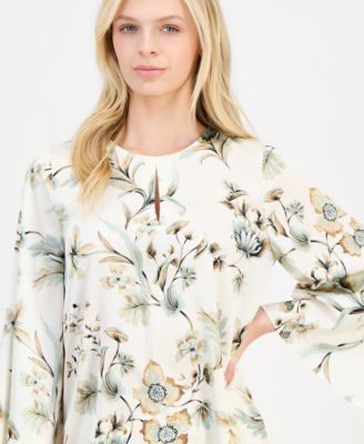 Women's Keyhole-Front Bell-Sleeve Top