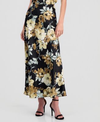 Women's Floral-Print Pull-On Flared Skirt