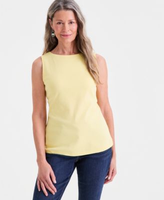 Women's Cotton Boat-Neck Sleeveless Top