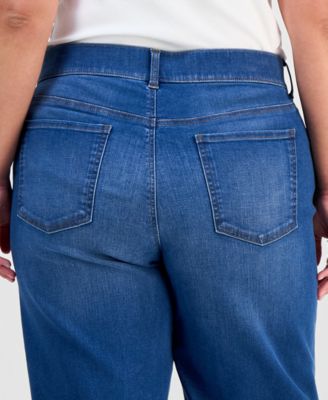 Plus Size Pull-On Shaping High-Rise Wide-Leg Jeans, Macy's Exclusive
