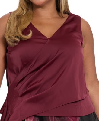 Plus Size Asymmetrical Pleated Top