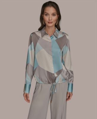 Donna Karan New York - Women's Long-Sleeve Drawstring Top