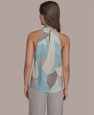 Women's Printed Twist Halter Neck Top