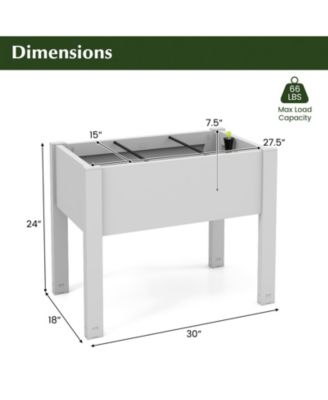 53-L Raised Bed Grow Box Self-Watering Planter Box Stand with Water Level Monitor