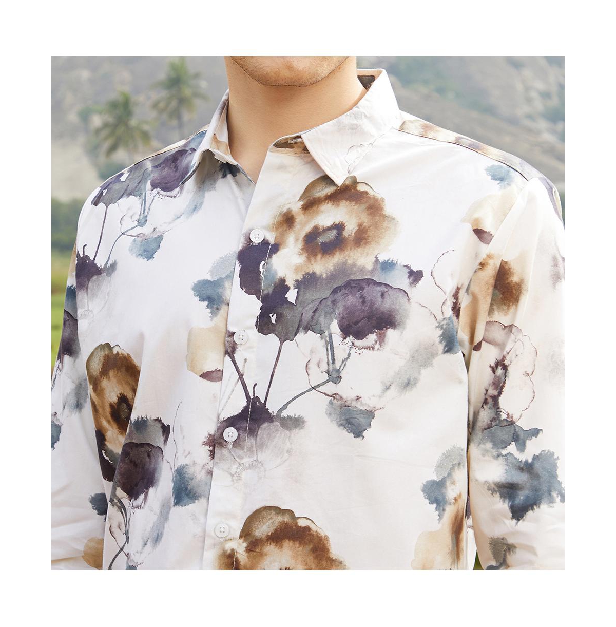 Campus Sutra Men's Off-White Earthy Splotch Shirt
