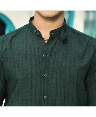 Men's Emerald Green Pinstriped-Tactile Shirt