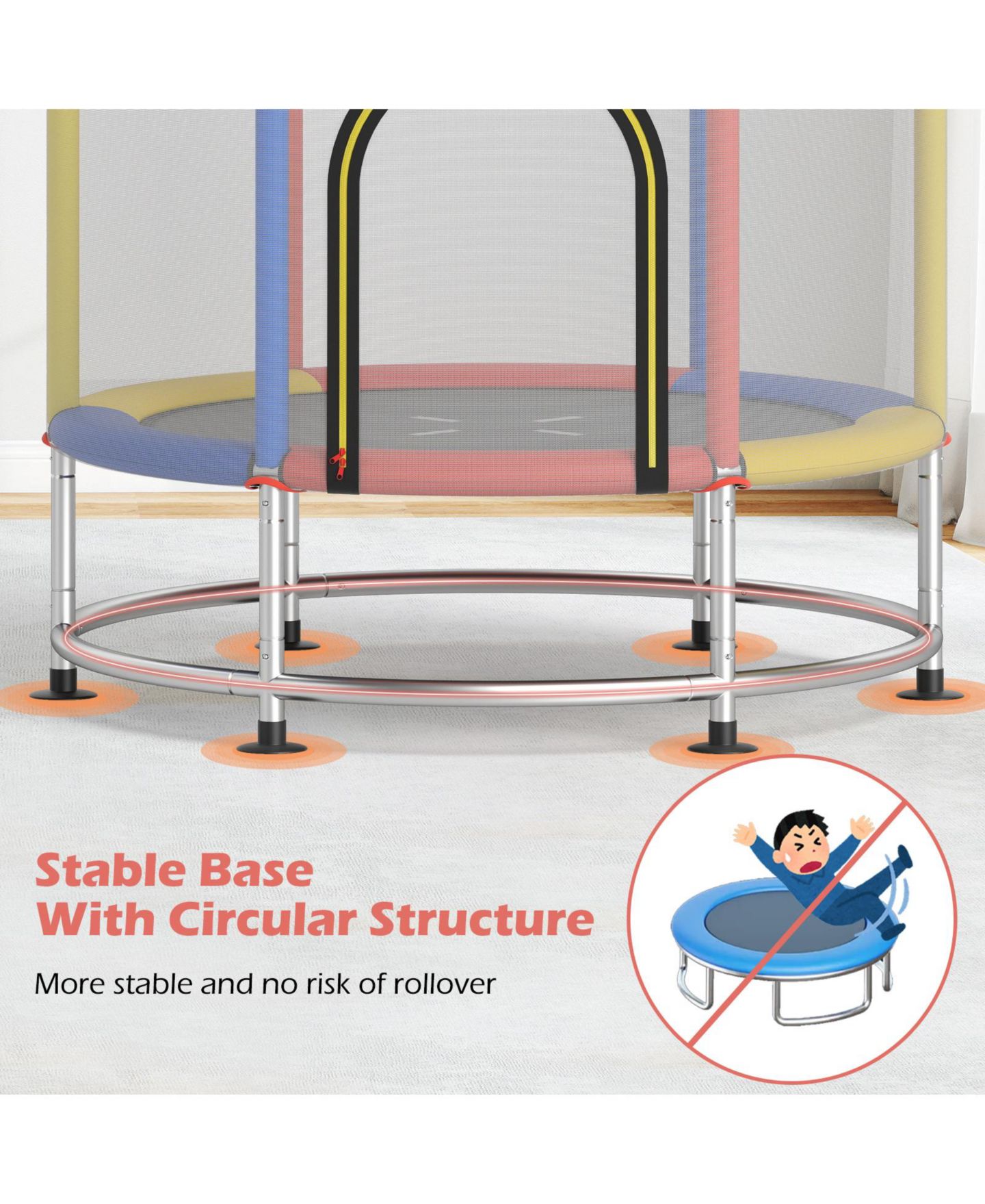Детская игрушка HONGGE 6-in-1 Kids Trampoline with Basketball Hoop Gymnastics Bar, цвет: Красный — фото 9