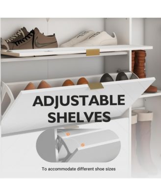 Shoe Cabinet Storage for Entryway, Modern Shoe Rack Cabinet with 3 Flip Drawers &amp; Side Cabinet