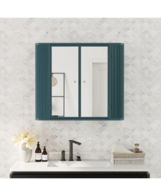 Green Wall-Mounted Bathroom Cabinet with Mirror – Ideal for Bathroom, Living Room, Kitchen & Dining Area