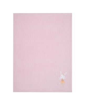 Tiny Dancer Pink Ballet Soft Fleece Bunny Applique Baby Blanket