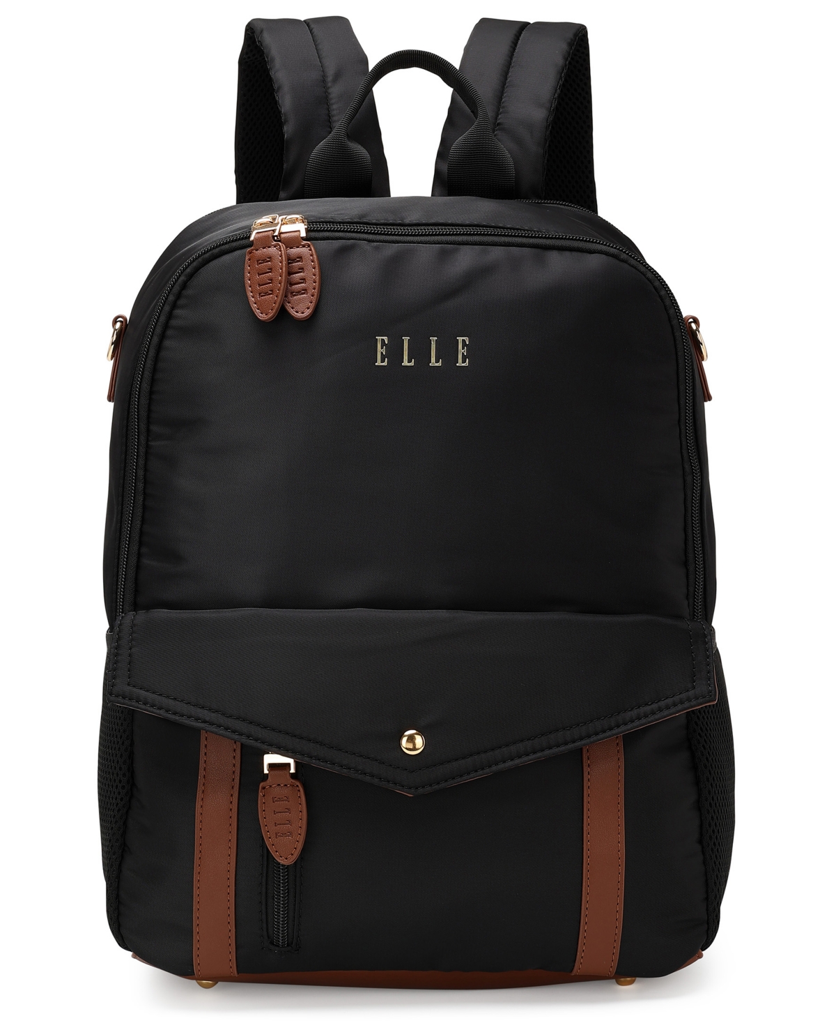 Elle Luxe Journey 15.5" Twill And Faux Leather Backpack In Black