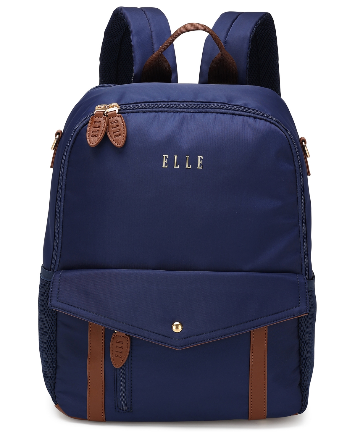 Elle Luxe Journey 15.5" Twill And Faux Leather Backpack In Blue