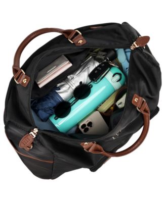 Luxe Journey 13" Twill and Faux Leather Weekender Duffel Bag