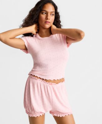 Women's Pointelle Top & Bloomer Shorts Pajamas, 2-Piece Set