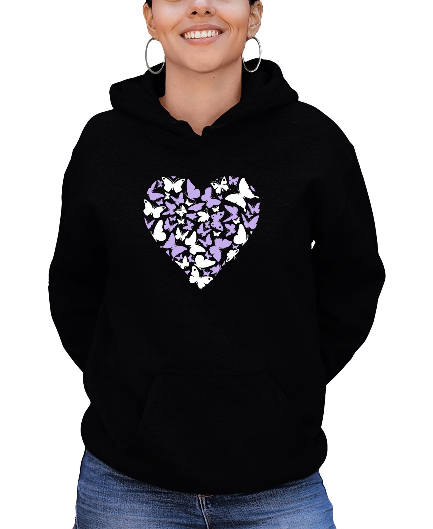Women's Butterfly Heart Word Art Long-Sleeve Sweatshirt