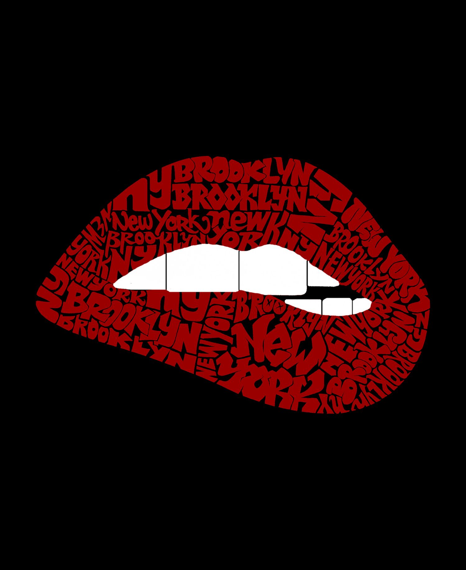 Women's Brooklyn Lips Word Art Long-Sleeve Sweatshirt