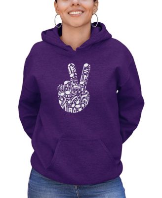 Women's Peace Finger Notes Word Art Long-Sleeve Sweatshirt