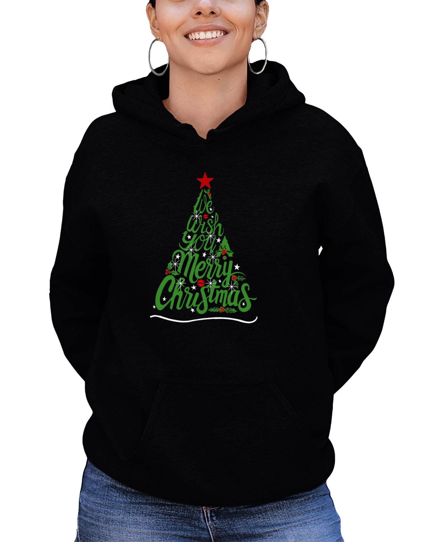 Women's We Wish You A Merry Christmas Word Art Long-Sleeve Sweatshirt