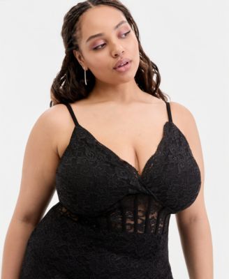 Trendy Plus Size Glitter Lace Spaghetti-Strap Gown