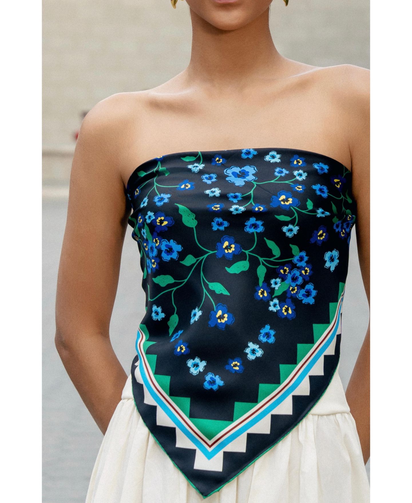 Женский шарф Jessie Zhao New York Garden Nocturne Double Sided Silk, цвет: Чёрный — фото 7