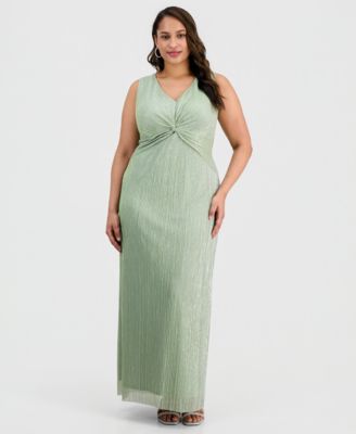Plus Size Twisted Metallic Jersey Maxi Dress