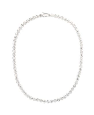 Suzy Levian Sterling Silver Sapphire & Created White Sapphire Tennis Necklace