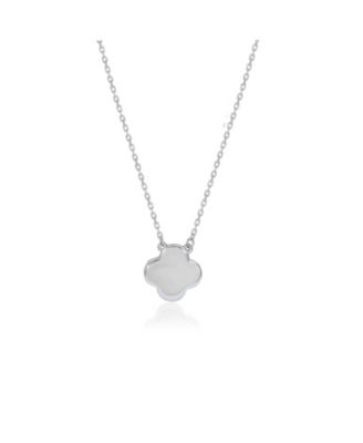 Suzy Levian Sterling Silver Cubic Zirconia Pave Clover Solitaire Necklace