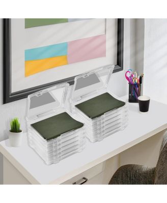 Set of 12 Thin Hanging File Organizer Bin Clear Plastic Stackable for Document Storage
