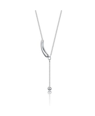 White Gold Plated Minimalist Curved Pendant Y-Necklace
