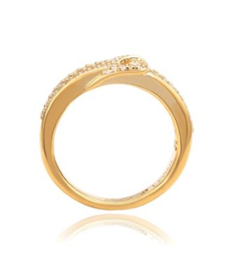 Suzy Levian Sterling Silver Cubic Zirconia Pave Belt Buckle Ring (7 mm)